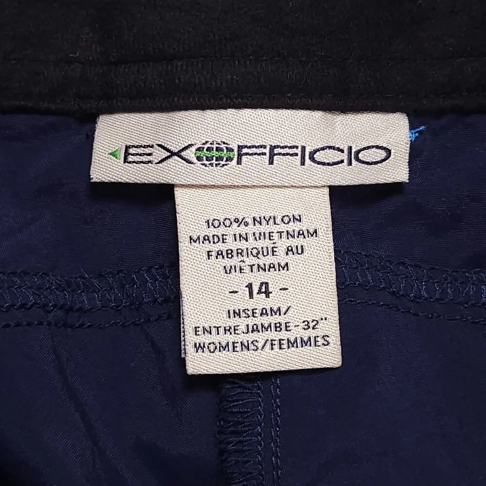 ExOfficio Hiking Pants Womens 14 Blue Fishing Travel Stretch Dupont Teflon